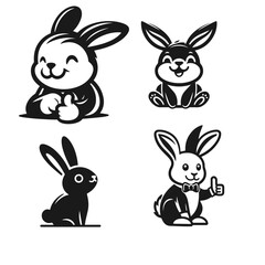 High quality Bunny logotype vector silhouette isolated on white background