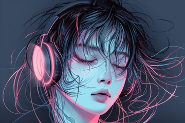 Lo-fi anime vampire girl, urban gothic inspiration for an album or playlist cover background.. Beautiful simple AI generated image in 4K, unique.