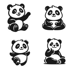 High quality Panda logotype vector silhouette isolated on white background