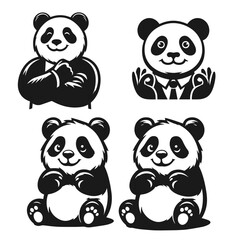 High quality Panda logotype vector silhouette isolated on white background