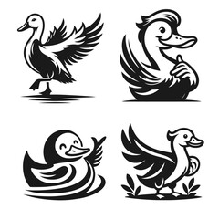 High quality Duck logotype vector silhouette isolated on white background