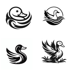 High quality Duck logotype vector silhouette isolated on white background