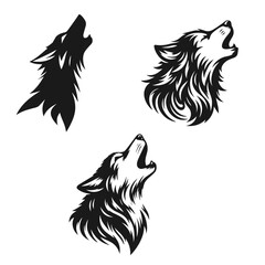 High quality Wolf howling logotype vector silhouette isolated on white background