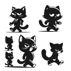 Beautihul high quality cat character vector silhouette isolated on white background
