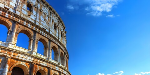Iconic Architecture: The Ancient Roman Colosseum in Italy and Rome's Historic Streets. Concept...