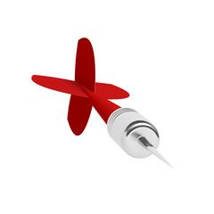 Red dart isolated on white background. 3d illustration.