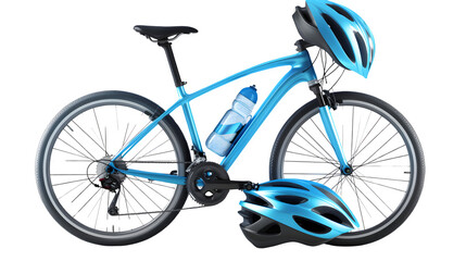 Fototapeta premium Bicycle with Helmet for Safe and Enjoyable Cycling, Isolated on White, Transparent Background, PNG File, Hand Edited Generative AI