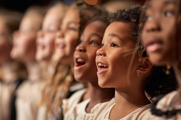 Fototapeta premium Young girls singing in a choir