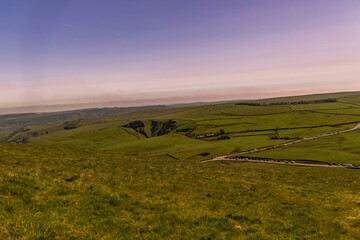 pink sunset over the Peak District