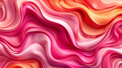 Fototapeta premium A pink and orange background with a wavy wave pattern, centrally featuring a red circle