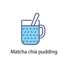 Matcha chia pudding vector icon