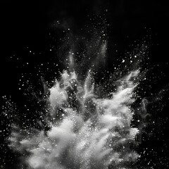 Grainy white powder on black background 