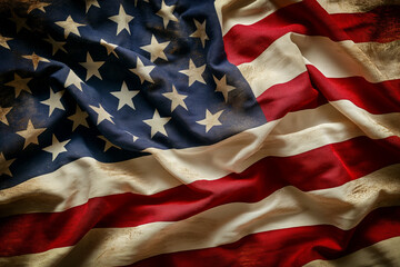 Close-Up of Waving American Flag
