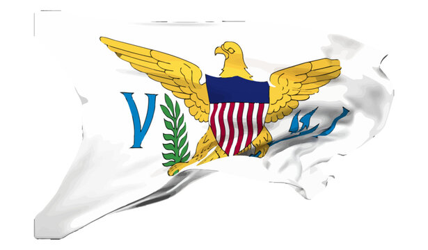 The flag of Us Virgin Islands waving vector 3d illustration