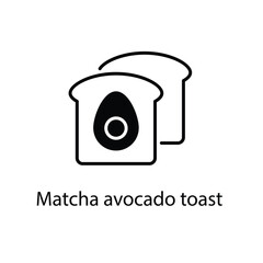 Matcha avocado toast  vector icon