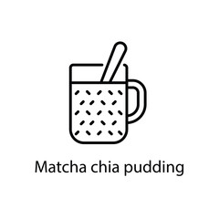 Matcha chia pudding vector icon