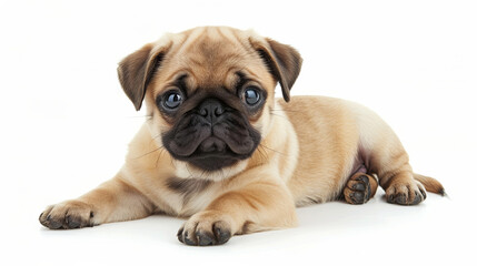 Obraz premium Cute pug on isolated white background