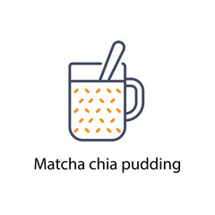 Matcha chia pudding vector icon
