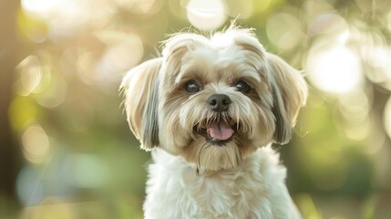 adorable shih tzu dog portrait with cute smile and tongue out pet photography banner