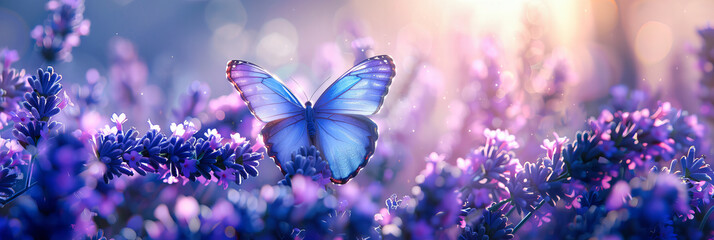 Butterfly Amongst Purple and Pink Blooms, Vibrant Summer Garden Scene, Close-Up of Flora and Fauna