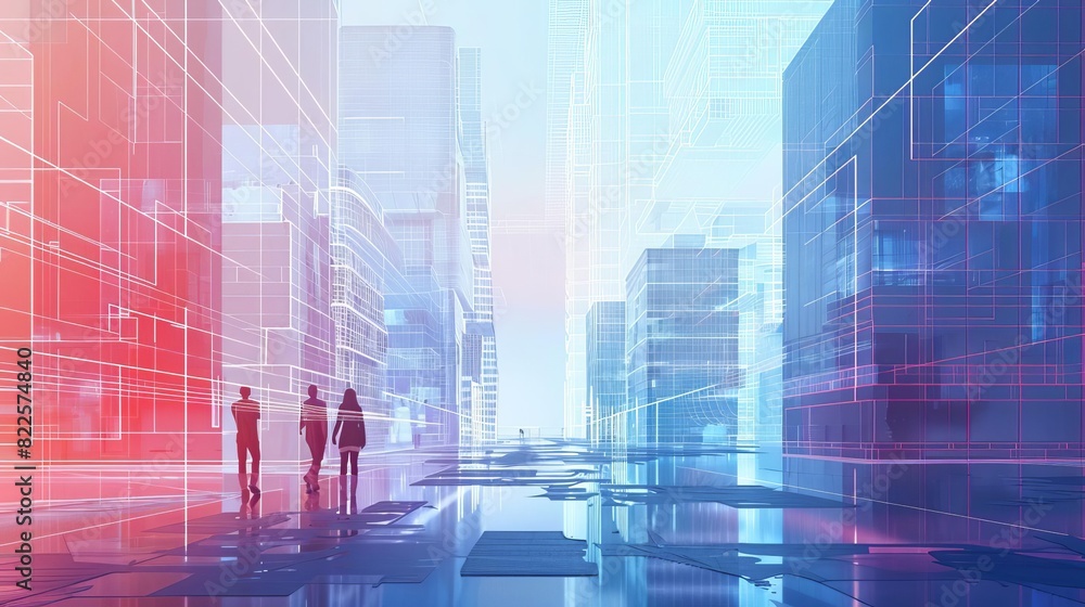 Aufkleber architects and engineers collaborating on digital building information modeling bim technology futur
