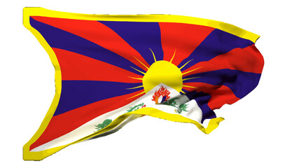 The flag of Tibet waving vector 3d illustration