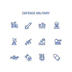 defense war vector lined icons set , military lined vector icon
