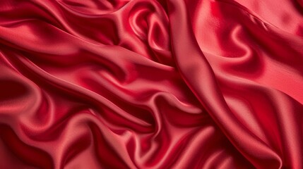 Obraz premium A red fabric's close-up reveals numerous folds at its upper and lower edges, while the bottom features subtle folds