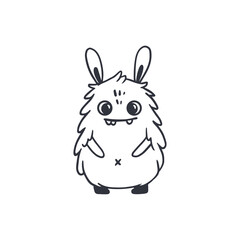 cute cartoon monster isolated on white background for coloring pages. Sketch, doodle.