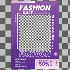 Fashion sale flyer template social media post vector illustration flat design layout