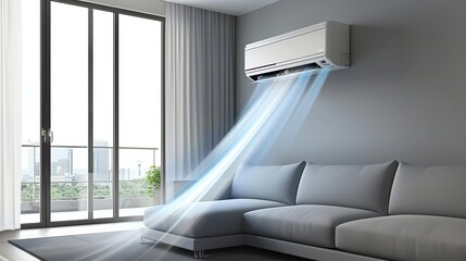 energyefficient air conditioner bringing fresh air into modern living room ecofriendly technology concept