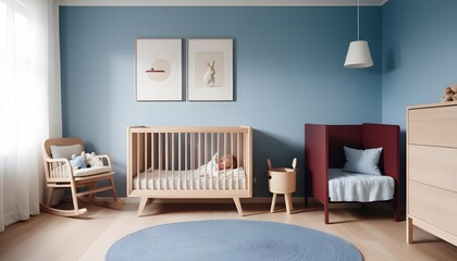 Cosy baby boy room in scandinavian style