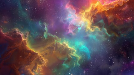 Obraz premium ethereal colorful nebula and cosmic dust clouds in deep space ai generated artwork