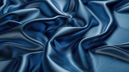Fototapeta premium Blue artificial leather featuring wavy folds on a PVC base.