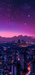 Obraz premium turkish city at night , purple night sky