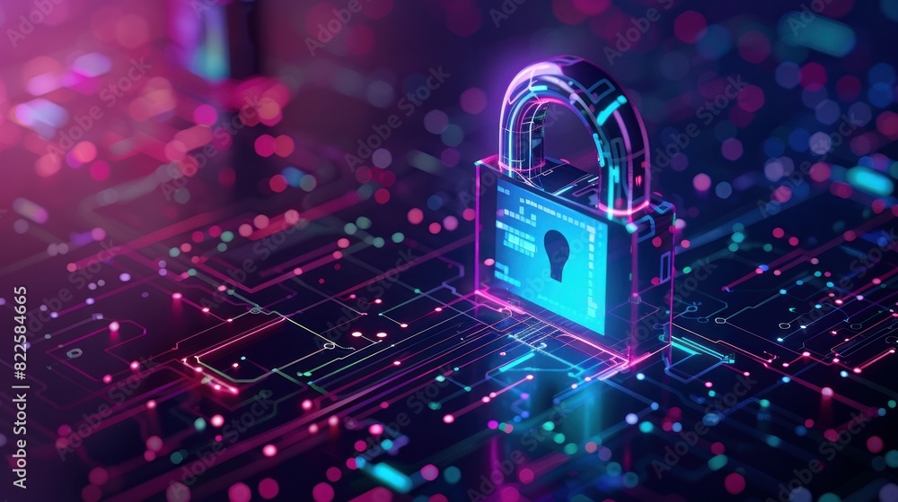 Poster graphic representation of network protection and cybersecurity for future web services.