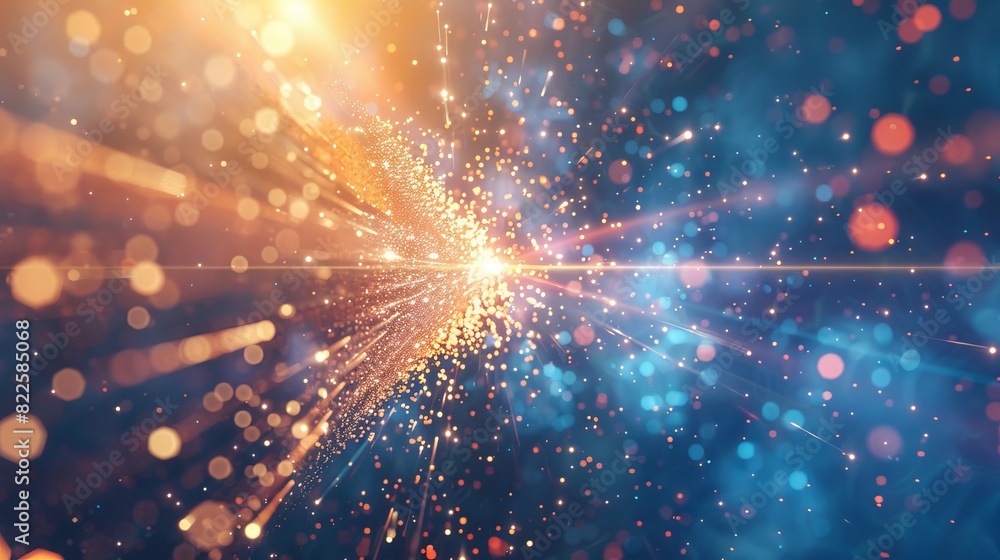 Poster a sci-fi themed graphic background with a digital light explosion representing advanced ai technolog