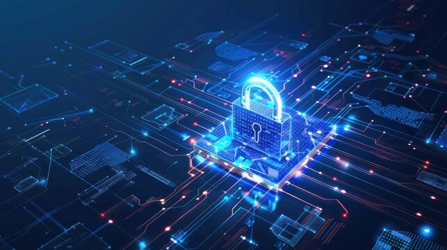 Vector illustration showing advanced cybersecurity measures with data scanning elements.

