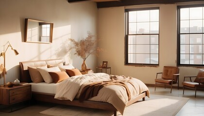 Original and modern design idea for bedroom in a loft