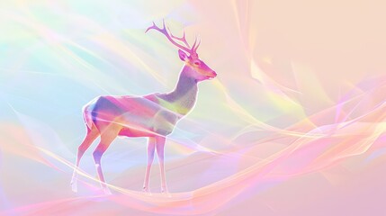 Abstract animal Elk,Deer, gazelle-like creature illustration background in pastel colors