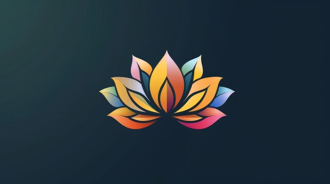 A vector logo template featuring an overlapping color icon of a lotus flower.

