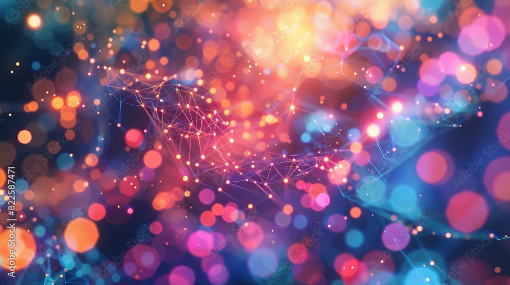 Aufkleber a 3d illustration of a neural network, representing big data and cybersecurity.