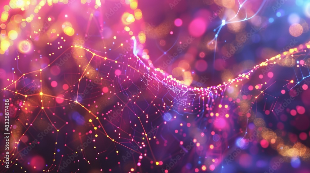 Poster a 3d illustration of a neural network, representing big data and cybersecurity.