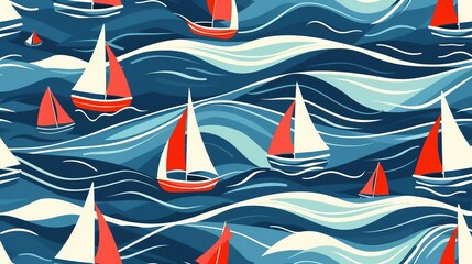 A nautical pattern featuring small boats on waves, ideal for web and print textures.

