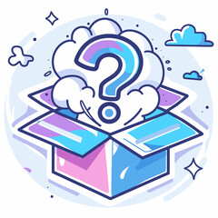 vector open box with question mark on white background .Generative AI