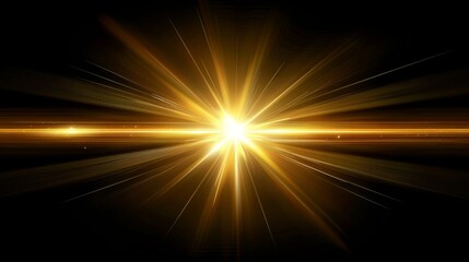A sun rays overlay effect isolated on a black background.

