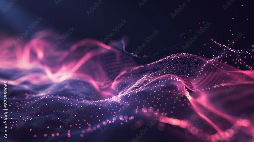 Poster a technological background depicting the flow of digital data transmission.