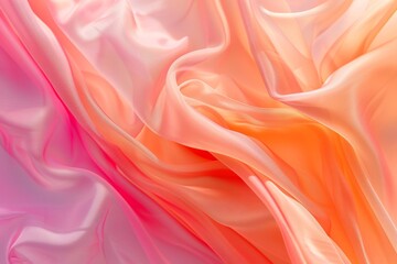 Obraz premium Beautiful abstract background with pink and orange silk fabric, draped in soft curves
