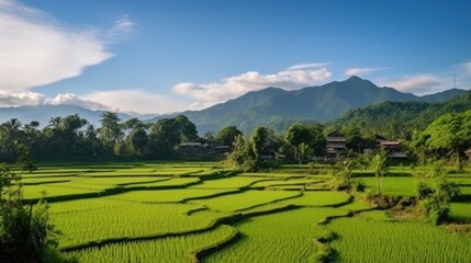 Fototapeta premium Beautiful rice field landscape background