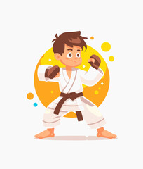 vector character karate boy on a white background .Generative AI